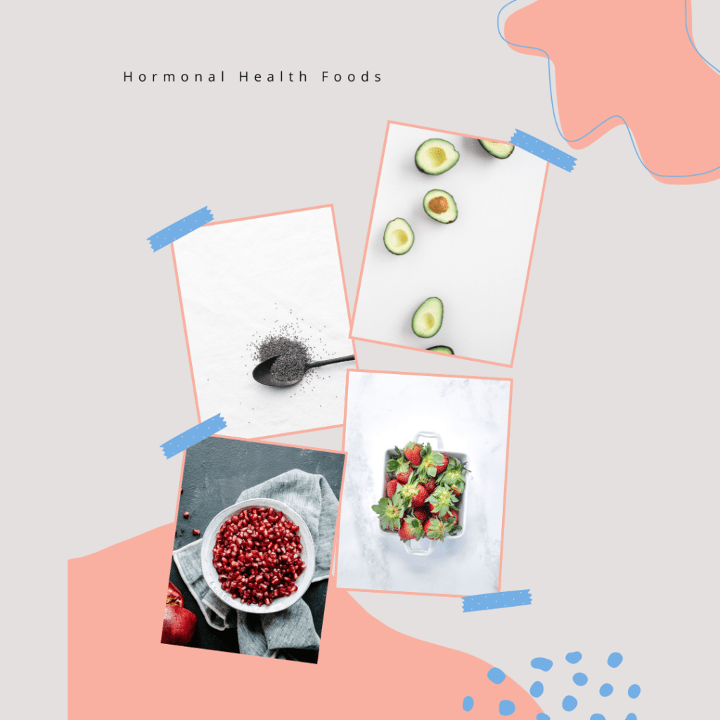 Unleash the power of nature with these hormonal health food heroes: pomegranates, berries, chia seeds, and avocados.
